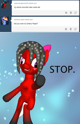 Size: 499x770 | Tagged: safe, artist:thecherrysodaaskblog, oc, oc only, oc:cherry soda, tumblr:thecherrysodaaskblog, 3d pony creator, hair bow, looking at you, posed, stahp, tumblr