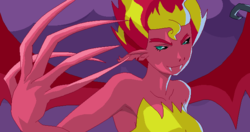 Size: 673x356 | Tagged: safe, artist:drewdini, artist:kagatsuki, sunset shimmer, equestria girls, g4, female, solo, sunset satan