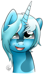 Size: 1024x1718 | Tagged: safe, artist:starshinefox, oc, oc only, oc:snow sailor, pony, unicorn, :d, bust, contest prize, horn, looking up, male, open mouth, portrait, solo, unicorn oc