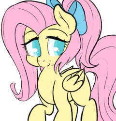 Size: 863x900 | Tagged: safe, artist:pegacornss, fluttershy, g4, alternate hairstyle, bow, female, ponytail, simple background, solo