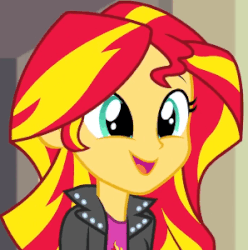 Size: 298x300 | Tagged: safe, screencap, sunset shimmer, equestria girls, g4, my little pony equestria girls: rainbow rocks, animated, cute, female, happy, shimmerbetes, shimmersmile, smiling, solo