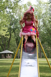 Size: 1880x2816 | Tagged: safe, artist:zombiechococherry, pinkie pie, human, g4, cosplay, high heels, irl, irl human, photo, shoes