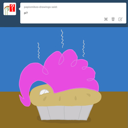 Size: 1000x1000 | Tagged: safe, pinkie pie, ask doctor pinkie pie, g4, ask, food transformation, inanimate tf, literal, pie, pinkie pie (form), transformation, tumblr