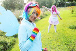 Size: 4272x2848 | Tagged: safe, artist:awesome-vivi, pinkie pie, rainbow dash, human, g4, cosplay, irl, irl human, photo