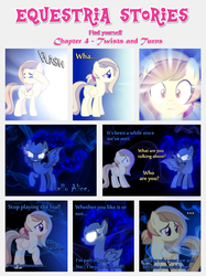 Size: 1800x2409 | Tagged: safe, artist:estories, oc, oc only, oc:alice goldenfeather, oc:penumbra, pegasus, pony, comic:find yourself, g4, comic, glowing, glowing eyes