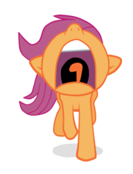 Size: 1137x1479 | Tagged: safe, artist:arcum42, scootaloo, g4, sleepless in ponyville, female, nose in the air, open mouth, running, scared, screaming, simple background, solo, tongue out, transparent background, vector, yelling