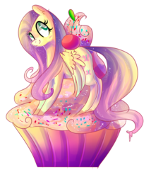 Size: 2264x2648 | Tagged: safe, artist:bonbrony, fluttershy, g4, cupcake, dessert, female, high res, solo