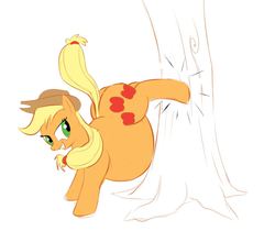 Size: 1032x865 | Tagged: safe, artist:calorie, applejack, earth pony, pony, g4, amplejack, applebucking, applebutt, applefat, bucking, butt, fat, female, obese, plot, sketch, solo, tree