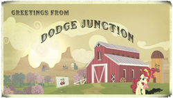 Size: 1920x1080 | Tagged: safe, artist:ivanthebrony, cherry jubilee, g4, cherry, dodge junction, farm, postcard, shadow, tree, vector, vintage, wallpaper