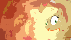 Size: 1920x1080 | Tagged: safe, artist:aleksa0rs1, applejack, earth pony, pony, g4, derp, silly, silly pony, tongue out, vector, wallpaper