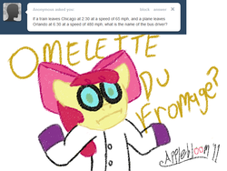 Size: 800x600 | Tagged: safe, apple bloom, g4, ask, dexter's laboratory, female, omelette du fromage, solo, tumblr