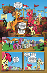 Size: 900x1384 | Tagged: safe, idw, official comic, apple bloom, applejack, berry punch, berryshine, big macintosh, bon bon, cloud kicker, derpy hooves, granny smith, lyra heartstrings, sweetie drops, earth pony, pegasus, pony, unicorn, friends forever #9, g4, my little pony: friends forever, spoiler:comic, butt, female, filly, idw advertisement, male, mare, plot, preview, stallion