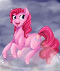 Size: 1350x1600 | Tagged: safe, artist:chiweee, pinkie pie, g4, bubble, female, prone, solo
