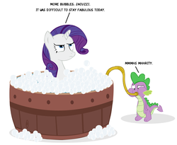 Size: 1860x1528 | Tagged: safe, artist:ranviet, rarity, spike, pony, unicorn, g4, bubble, duo, jacuzzi