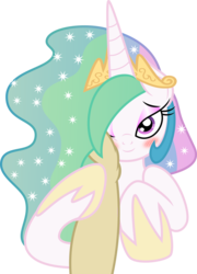 Size: 7500x10439 | Tagged: safe, artist:mactavish1996, artist:zev, princess celestia, human, g4, absurd resolution, bedroom eyes, blushing, cheeks, cute, cutelestia, eyeshadow, hand, hand on cheek, looking at you, misleading thumbnail, one eye closed, petting, simple background, smiling, transparent background, vector, wink