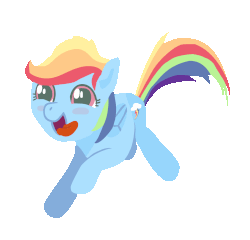 Size: 1106x1060 | Tagged: safe, artist:teschke, rainbow dash, pegasus, pony, g4, animated, behaving like a dog, cute, dashabetes, female, mare, running, simple background, solo, tongue out, transparent background