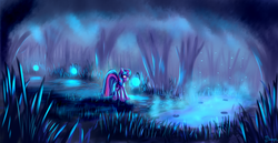 Size: 2900x1500 | Tagged: dead source, safe, artist:shamanguli, twilight sparkle, alicorn, pony, g4, female, forest, mare, scenery, solo, twilight sparkle (alicorn)