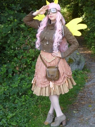 Size: 3240x4320 | Tagged: safe, artist:i-am-perry, fluttershy, human, g4, boots, bronycan, bronycan 2014, convention, cosplay, goggles, high heel boots, high heels, irl, irl human, photo, shoes, solo, steampunk