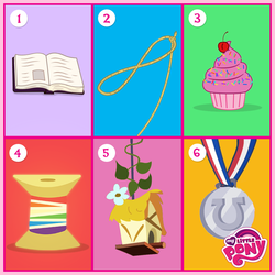 Size: 800x800 | Tagged: safe, official, bird house, book, cupcake, facebook, lasso, logo, medal, rainbow thread