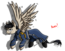 Size: 1461x1151 | Tagged: safe, artist:gluxar, fullmetal alchemist, ponified, roy mustang, solo