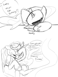 Size: 1280x1706 | Tagged: safe, artist:darkflame75, princess celestia, princess luna, lunadoodle, g4, comic, monochrome