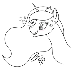 Size: 1261x1206 | Tagged: safe, artist:iraincloud, princess luna, lunadoodle, g4, drunk, drunk luna, female, monochrome, solo