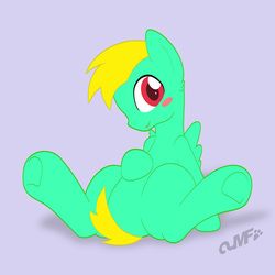 Size: 1500x1500 | Tagged: safe, artist:miniferu, oc, oc only, pegasus, pony, blushing, male, sit pony base, solo, stallion, tail, underhoof