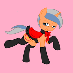 Size: 1704x1704 | Tagged: safe, artist:pettysprinkles, pony, unicorn, bow, clothes, female, frilly underwear, grin, maid, outfit, saddle, sexy, smirk, smug, socks, solo, underwear