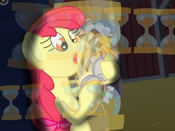 Size: 1024x768 | Tagged: safe, artist:biosonic100, apple bloom, doctor whooves, time turner, g4, doctor who, older