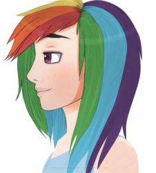 Size: 525x581 | Tagged: safe, artist:chinkyphilllipa, rainbow dash, human, g4, clothes, female, humanized, simple background, solo, transparent background