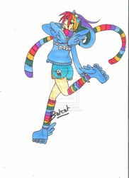 Size: 1700x2338 | Tagged: safe, artist:kurobatcat, rainbow dash, human, g4, clothes, female, humanized, rainbow socks, socks, solo, striped socks, traditional art