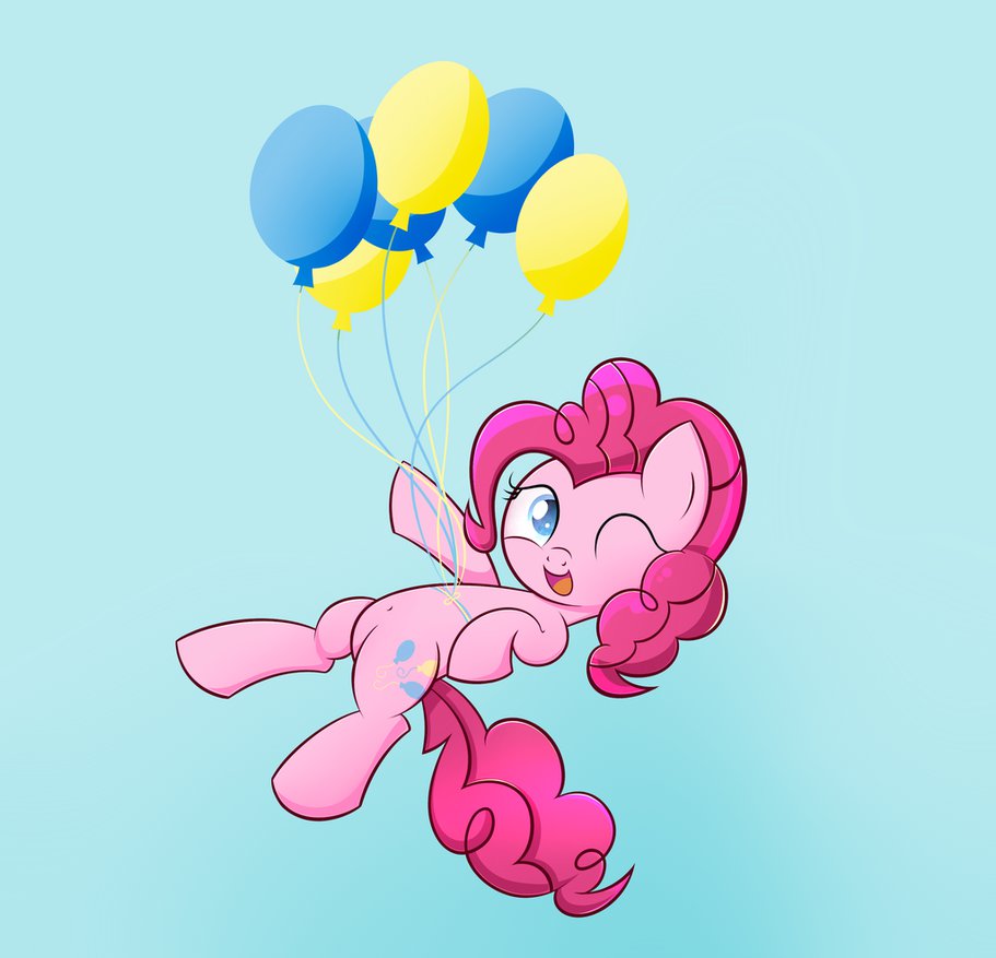 716855 Safe Artist Heavymetalbronyyeah Pinkie Pie Balloon Belly Button Female Floating