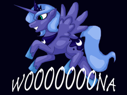 Size: 2048x1536 | Tagged: safe, artist:curiiosiity, princess luna, g4, female, filly, simple background, solo, woona