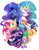Size: 986x1254 | Tagged: dead source, safe, artist:sunibee, applejack, fluttershy, pinkie pie, princess celestia, princess luna, rainbow dash, rarity, spike, twilight sparkle, alicorn, dragon, earth pony, pegasus, pony, unicorn, g4, action poster, big crown thingy, cowboy hat, crown, cute, derail in the comments, epic, eyeshadow, featured image, female, frown, glare, hat, makeup, mane seven, mane six, mare, nervous, open mouth, poster, smiling, stare, stetson