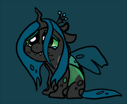 Size: 700x574 | Tagged: safe, artist:mintykoneko, queen chrysalis, changeling, changeling queen, g4, chibi, crying, cute, cutealis, female, sad, solo