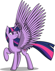 Size: 3378x4346 | Tagged: safe, artist:zacatron94, twilight sparkle, alicorn, pony, g4, female, impossibly large wings, mare, simple background, solo, transparent background, twilight sparkle (alicorn)