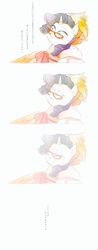 Size: 840x2136 | Tagged: safe, artist:chi-hayu, applejack, rarity, g4, clothes, crying, dress, female, glasses, japanese, lesbian, pixiv, sad, ship:rarijack, shipping, translated in the comments, wedding dress