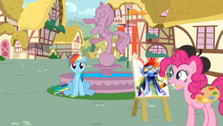 Size: 1024x576 | Tagged: safe, edit, pinkie pie, rainbow dash, g4, meme, painting, pinkie's painting