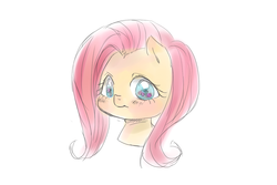 Size: 1200x800 | Tagged: safe, artist:asai, fluttershy, g4, bust, female, pixiv, simple background, solo, white background