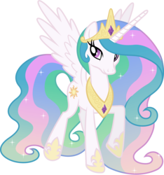 Size: 5510x5880 | Tagged: safe, artist:90sigma, princess celestia, alicorn, pony, g4, absurd resolution, female, looking at you, mare, raised hoof, simple background, smiling, solo, spread wings, stock vector, transparent background, vector