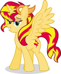 Size: 1527x1851 | Tagged: safe, artist:flashlighthouse, sunset shimmer, alicorn, pony, g4, alicornified, female, race swap, shimmercorn, simple background, solo, transparent background