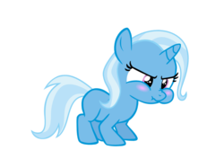 Size: 900x600 | Tagged: safe, artist:s.guri, trixie, pony, unicorn, for whom the sweetie belle toils, g4, blushing, cute, diatrixes, female, filly, frown, mare, puffy cheeks, scrunchy face, simple background, solo, transparent background, vector, younger