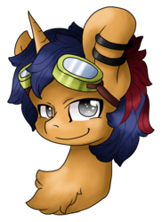 Size: 1280x1757 | Tagged: safe, artist:sk-ree, oc, oc only, oc:electric spark, pony, unicorn, goggles, portrait, solo