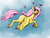 Size: 1024x768 | Tagged: safe, artist:luckyorigamistars, fluttershy, g4, female, flying, solo, unshorn fetlocks