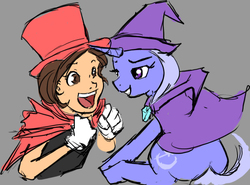 Size: 778x576 | Tagged: safe, artist:moronsonofboron, trixie, human, g4, ace attorney, crossover, trucy wright, young