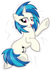 Size: 2148x3000 | Tagged: safe, artist:littlehybridshila, dj pon-3, vinyl scratch, pony, unicorn, g4, bed, female, high res, horn, solo, tongue out