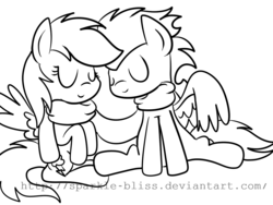 Size: 1024x768 | Tagged: safe, artist:sparkle-bliss, rainbow dash, soarin', g4, female, male, monochrome, ship:soarindash, shipping, straight