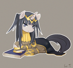 Size: 949x892 | Tagged: safe, artist:wtcolor, pony, book, fire emblem, fire emblem awakening, ponified, solo, tharja