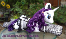 Size: 1080x644 | Tagged: safe, artist:neysanight, rarity, g4, clothes, irl, maid, photo, plushie, socks, solo, stockings
