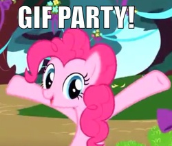 Size: 609x520 | Tagged: safe, pinkie pie, g4, female, gif party, image macro, meme, party, peanut butter, peanut butter jelly time, solo